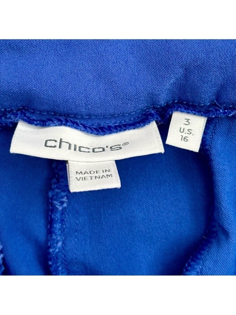Chico's Royal Blue Cropped Pants Size 16 Lace Trim EUC - Picture 6 of 10